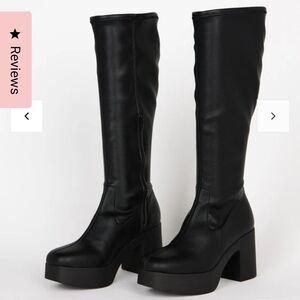 INTENTIONALLY BLANK Black Knee-High Vegan Boots